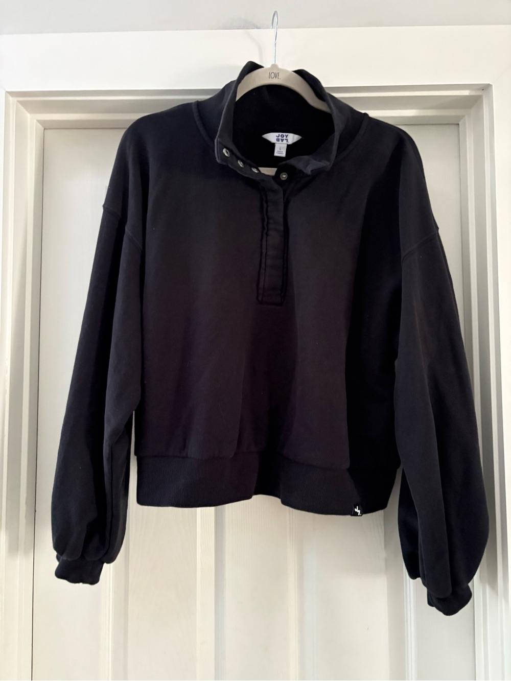 JoyLab Black Snap-Quarter Turtleneck Pullover